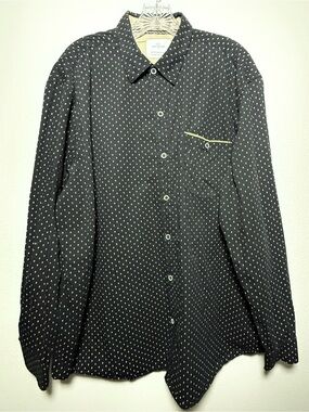 Craft + Flow long sleeve button-up black & white flip cuff mens 2XL shirt